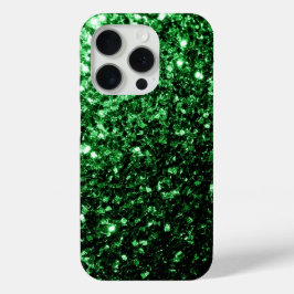 ダークグリーンの疑似ラメスパークルフリル iPhone 15 PROケース
