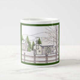 ダークグリーンの石農場ジャンボマグカップ ジャンボコーヒーマグカップ