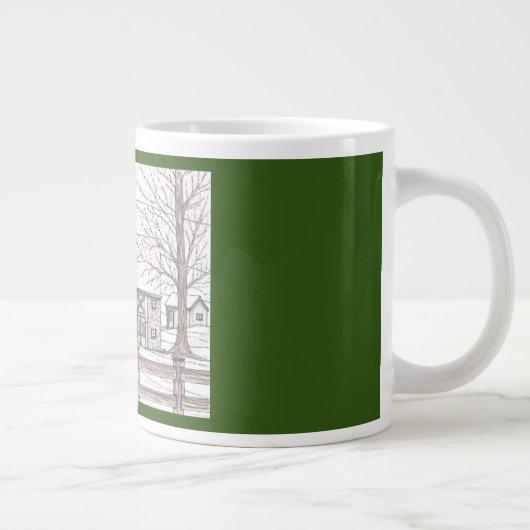 ダークグリーンの石農場ジャンボマグカップ ジャンボコーヒーマグカップ (右)