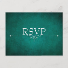 ダークグリーンの結婚式出欠ハガキ（食事選択付き） インビテーションポストカード