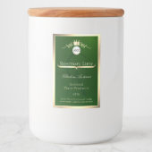 ダークグリーンの製品ラベル ゴールドフレーム ロゴ モノグラム フードラベル (正面)