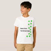 ダークグリーンの足跡 - 名前または犬種を追加 Tシャツ (正面フル)