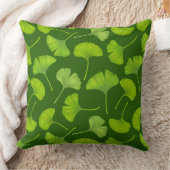 ダークグリーンの銀杏 クッション (ブランケット)