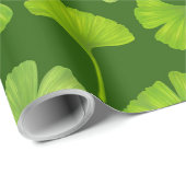 ダークグリーンの銀杏 ラッピングペーパー (ロールコーナー)