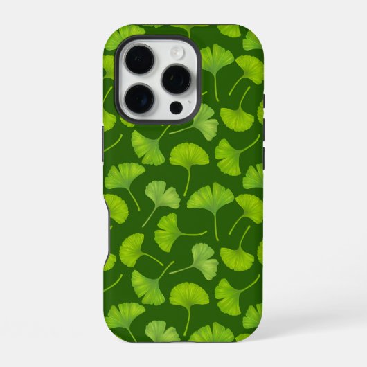 ダークグリーンの銀杏 iPhoneケース (裏面)