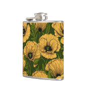 ダークグリーンの黄色いケシ フラスク (左)
