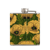 ダークグリーンの黄色いケシ フラスク (裏面)