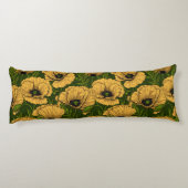 ダークグリーンの黄色いケシ ボディピロー (裏面)