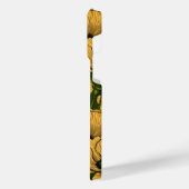 ダークグリーンの黄色いケシ iPhoneケース (左側面)