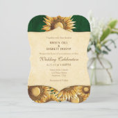 ダークグリーンひまわり素朴結婚式招待状 招待状 (スタンド正面)