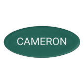 ダークグリーンアクリル名タグ楕円形マグネット3x2インチ 名札 (正面)