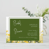ダークグリーンイエローフローラブライダルシャワー 招待状 (スタンド正面)