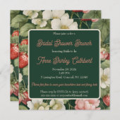 ダークグリーンイチゴ&クリームブライダルシャワー 招待状 (正面/裏面)