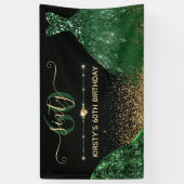 ダークグリーンウォーターカラードレス誕生日 横断幕 (縦)