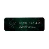 ダークグリーンウォーターカラーマジカル金ゴールド住所 シール (正面)