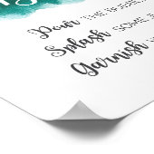 ダークグリーンウォーターカラーミモザバー標識 ポスター (角)