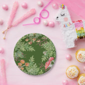 ダークグリーンウッドランドフロッグビー素朴キノコ ペーパープレート (パーティー)