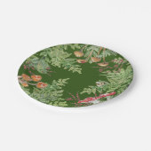 ダークグリーンウッドランドフロッグビー素朴キノコ ペーパープレート (アングル)
