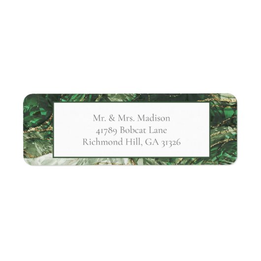 ダークグリーンエメラルドジェムストーン差出人住所ラベル ラベル (正面)