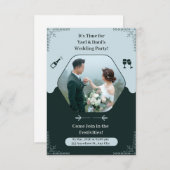 ダークグリーンエレガントウェディングパーティの招待状 招待状 (正面/裏面)