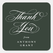 ダークグリーンエレガントスクリプト卒業 スクエアシール (正面)