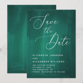 ダークグリーンエレガントスクリプト。エメラルド書 セーブザデート