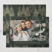ダークグリーンエレガントフォトクリスマスツリーの追加 シーズンカード (正面/裏面)