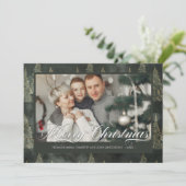 ダークグリーンエレガントフォトクリスマスツリーの追加 シーズンカード (スタンド正面)