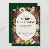 ダークグリーンエレガントボタニカルウォーターフローラ シーズンカード (正面/裏面)