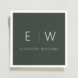 ダークグリーンエレガントミニマモダンリスト白黒 スタンダードカクテルナプキン
