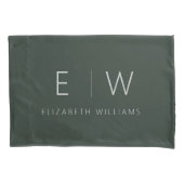 ダークグリーンエレガントミニマモダンリスト白黒 枕カバー (正面)