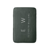 ダークグリーンエレガントミニマルモダンリストモノグラム名 バスマット (正面縦)