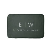 ダークグリーンエレガントミニマルモダンリストモノグラム名 バスマット (正面)