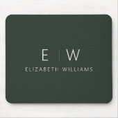 ダークグリーンエレガントミニマルモダンリストモノグラム名 マウスパッド (正面)