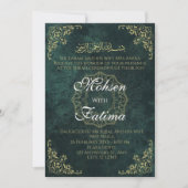 ダークグリーンエレガントムスリムニカ招待状 招待状 (正面)