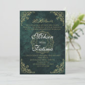 ダークグリーンエレガントムスリムニカ招待状 招待状 (スタンド正面)