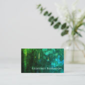 ダークグリーンエレガント抽象芸術インテリアデザイナー 名刺 (スタンド正面)