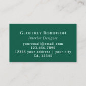 ダークグリーンエレガント抽象芸術インテリアデザイナー 名刺 (裏面)