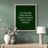 ダークグリーンカスタムウェディングポスタームーディユニークー ポスター