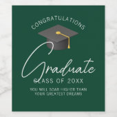 ダークグリーンカスタム卒業パーティー ワインラベル (シングルラベル)