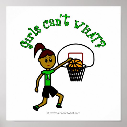 ダークグリーンガールズバスケットボール ポスター (正面)