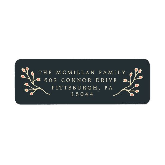 ダークグリーンギルドフローラクリスマス差出人住所 ラベル (正面)