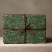 ダークグリーンクラシックリースパイン ラッピングペーパー