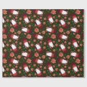 ダークグリーンクリスマスのポインセチアと格言 ラッピングペーパー (フラット)