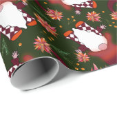 ダークグリーンクリスマスのポインセチアと格言 ラッピングペーパー (ロールコーナー)