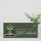 ダークグリーンクリスマスベルホリデーギフト証明書 (スタンド正面)