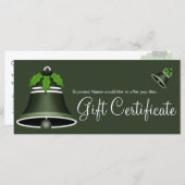 ダークグリーンクリスマスベルホリデーギフト証明書 (正面/裏面)