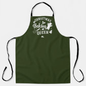 ダークグリーンクリスマスモノグラムベーキングクイーンマザーズ エプロン (正面)