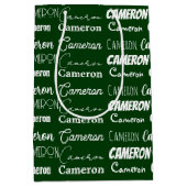 ダークグリーンクリスマス名前をカスタムする ミディアムペーパーバッグ (正面)