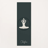 ダークグリーンクリームヨガポーズと名前をカスタムする ヨガマット (正面)